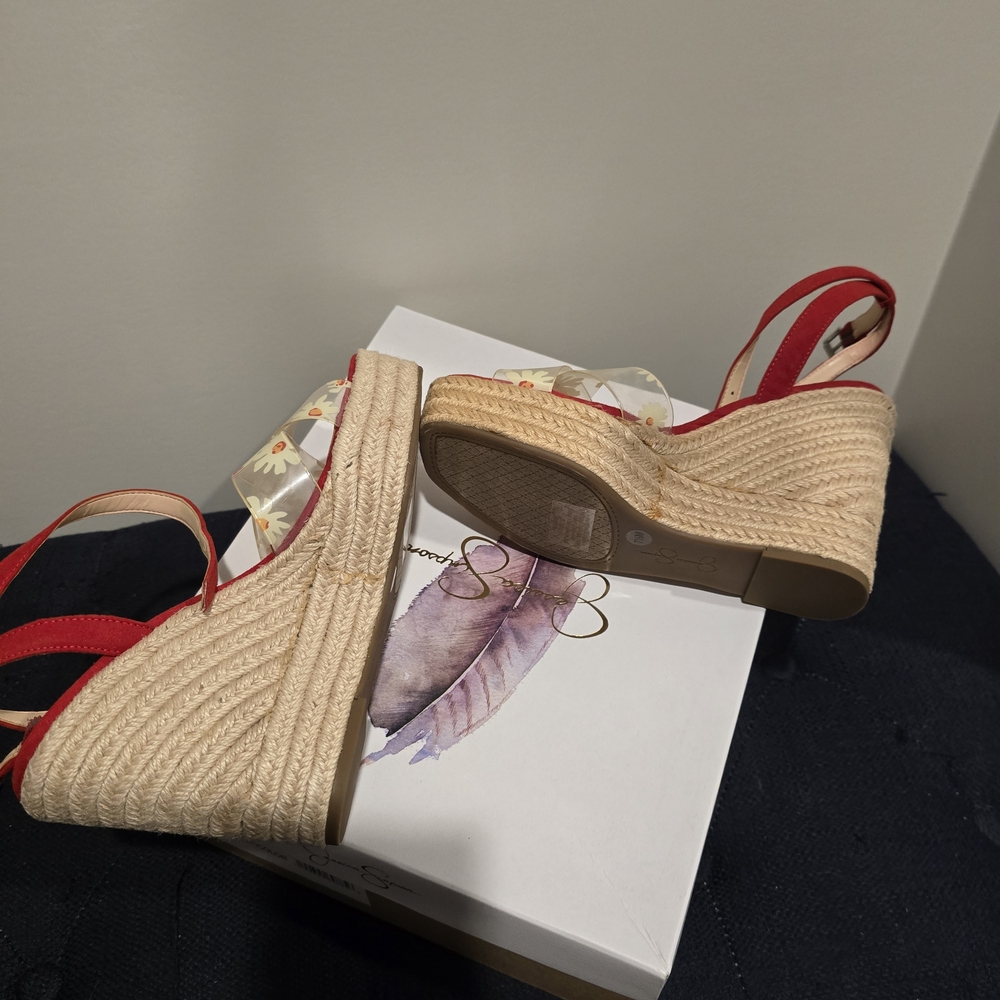 Jessica Simpson Red Wedge Sandals - Picture 4 of 9